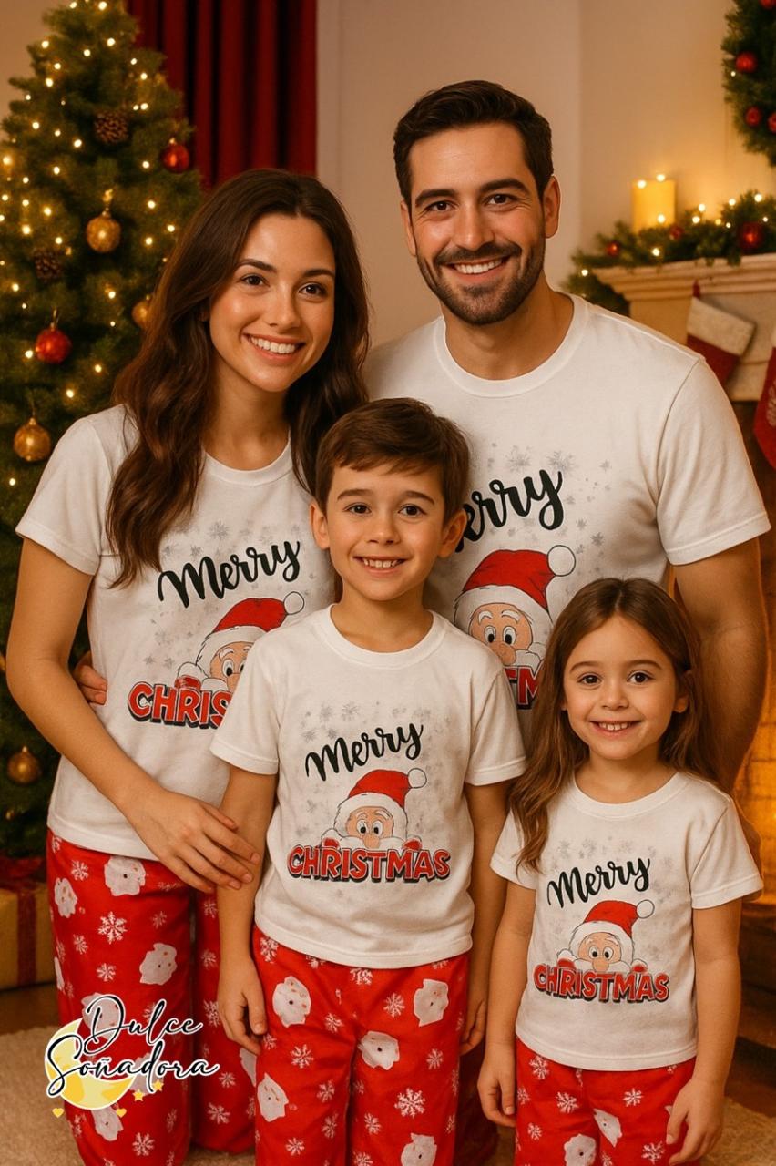 Navidad — Merry Christmas Blanco + Rojo Santa Carita