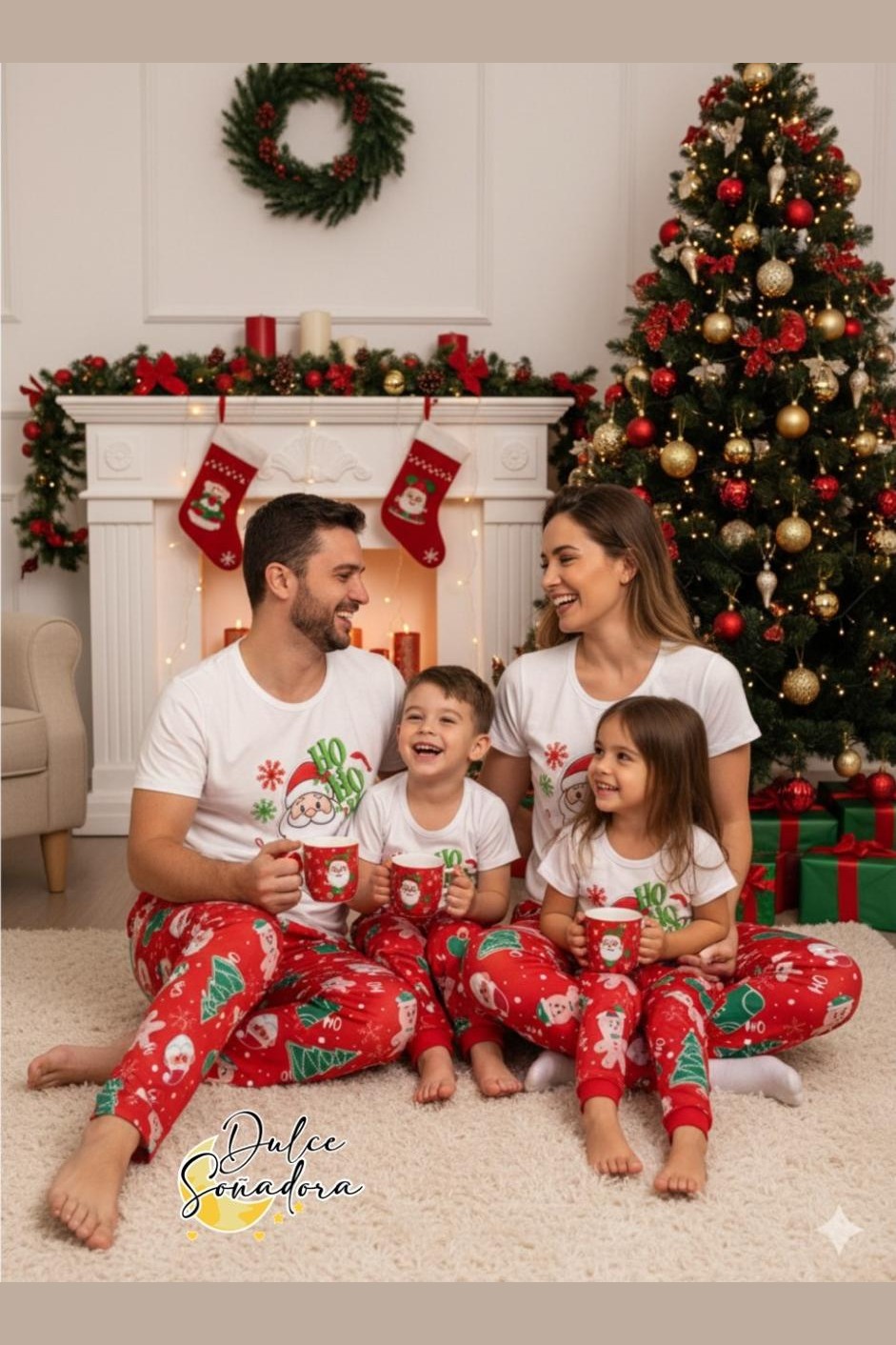 Navidad — Ho Ho Ho Blanco + Negro Cuadros