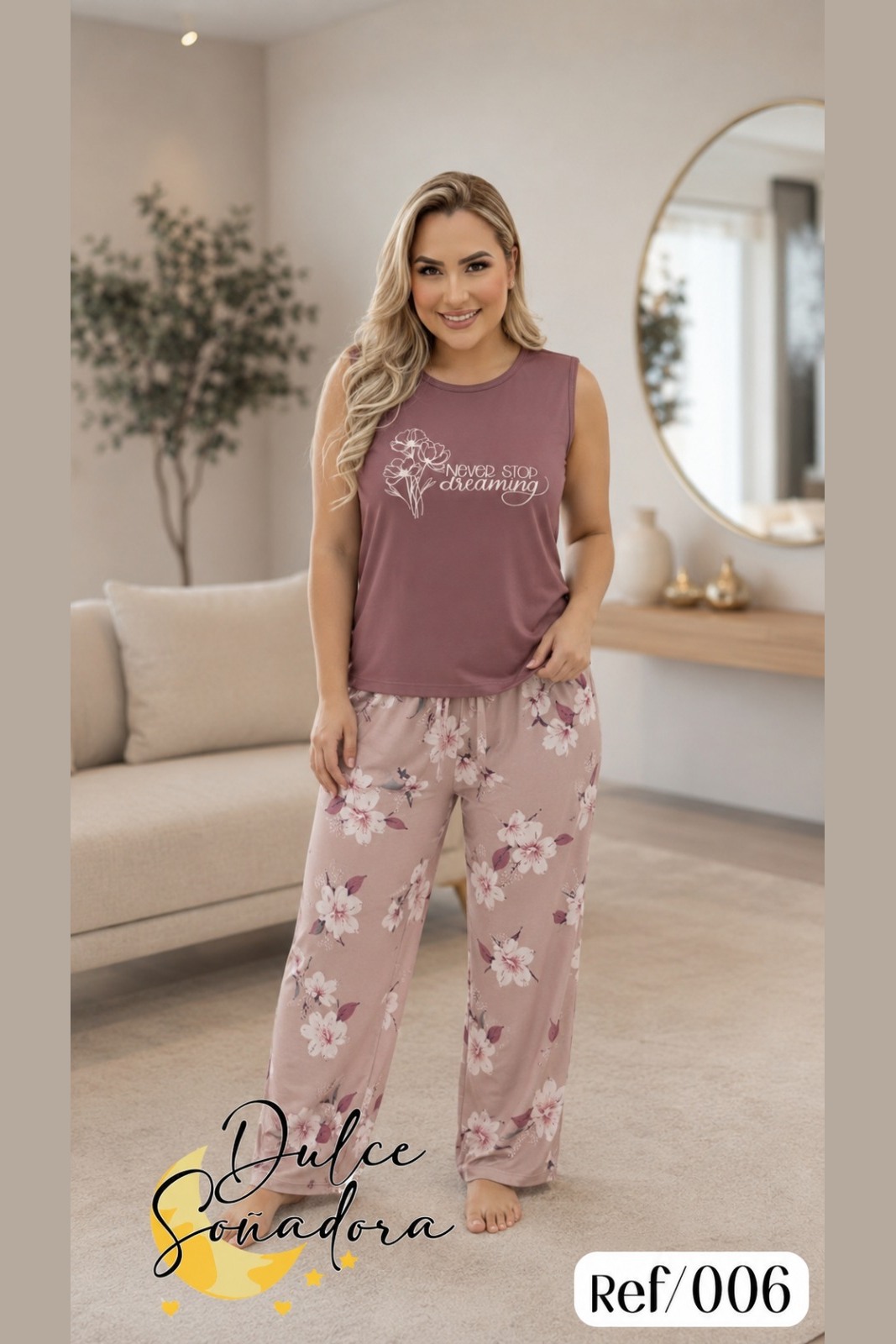 Ref 006 - PANTALON PIEL DE DURAZNO (SUBLIMADO) CON BLUSA SISA EN PIEL DE DURAZNO UNICOLOR