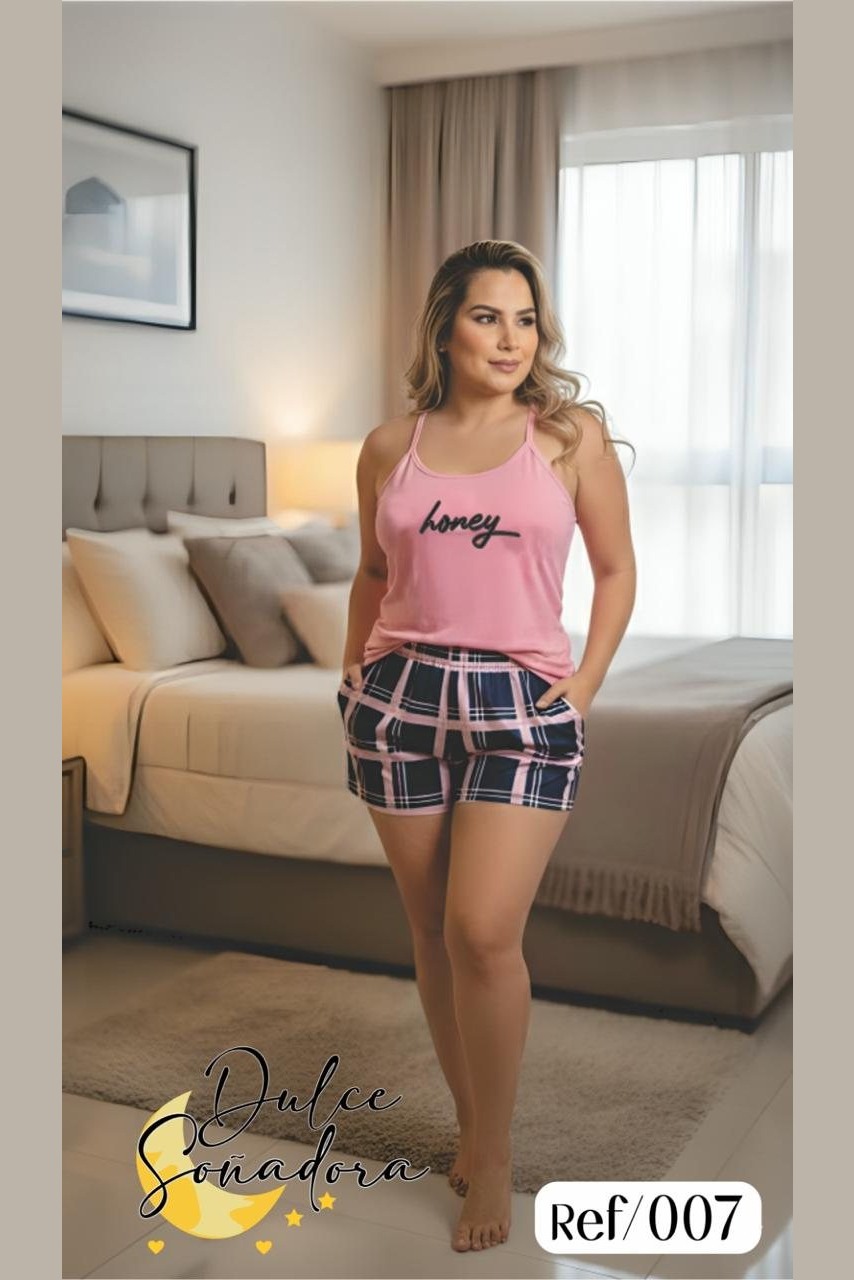 Ref 007 - SHORT PIEL DE DURAZNO (SUBLIMADO) CON BLUSA DE TIRAS PIEL DE DURAZNO UNICOLOR 10