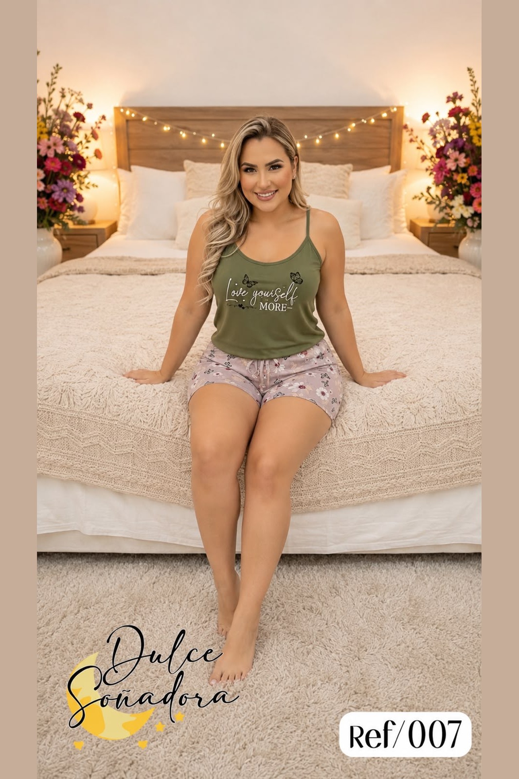 Ref 007 - SHORT PIEL DE DURAZNO (SUBLIMADO) CON BLUSA DE TIRAS PIEL DE DURAZNO UNICOLOR