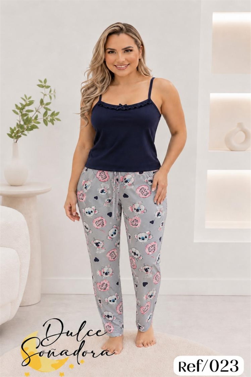 Ref 023 - PANTALON PIEL DE DURAZNO (SUBLIMADO) CON BLUSA TIRAS EN PIEL DE DURAZNO UNICOLOR