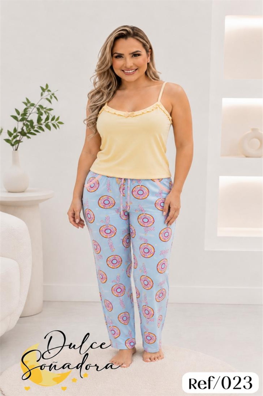 Ref 023 - PANTALON PIEL DE DURAZNO (SUBLIMADO) CON BLUSA TIRAS EN PIEL DE DURAZNO UNICOLOR 3