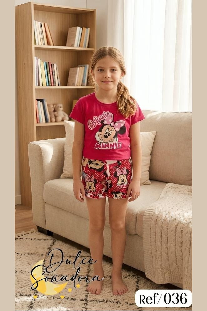 Ref 036 - SHORT DE NINA GOLAS PIEL DE DURAZNO (SUBLIMADO) CON BLUSA MANGA UNICOLOR PIEL DE DURAZNO
