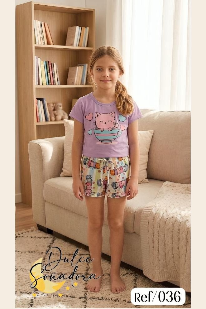 Ref 036 - SHORT DE NINA GOLAS PIEL DE DURAZNO (SUBLIMADO) CON BLUSA MANGA UNICOLOR PIEL DE DURAZNO 3