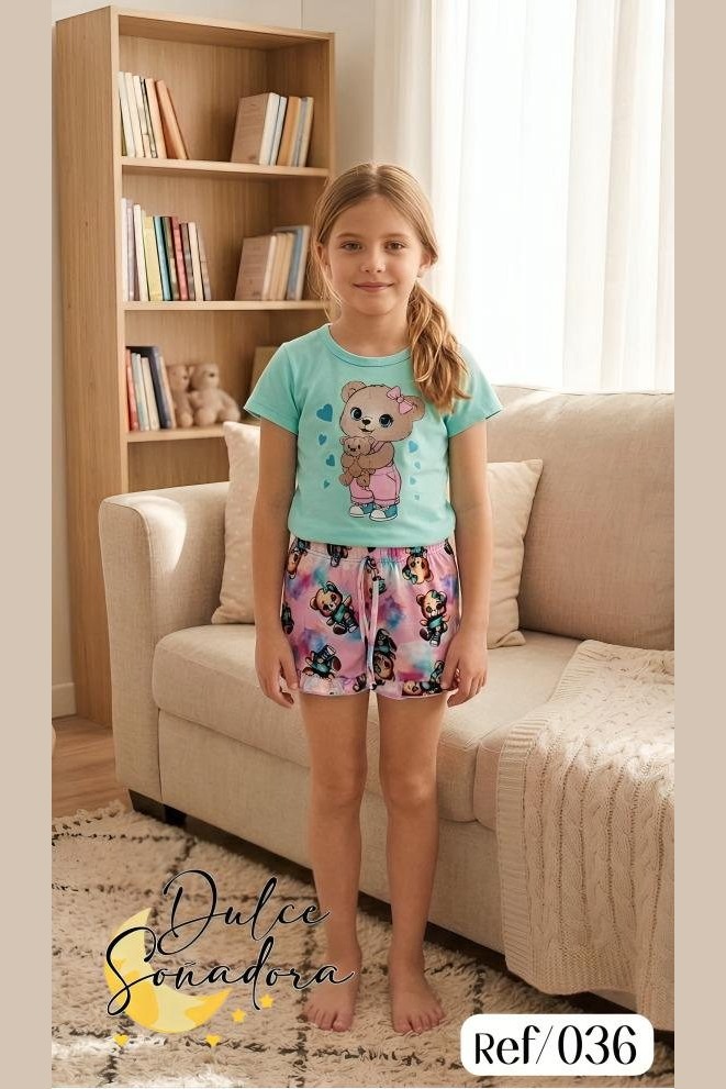Ref 036 - SHORT DE NINA GOLAS PIEL DE DURAZNO (SUBLIMADO) CON BLUSA MANGA UNICOLOR PIEL DE DURAZNO 4