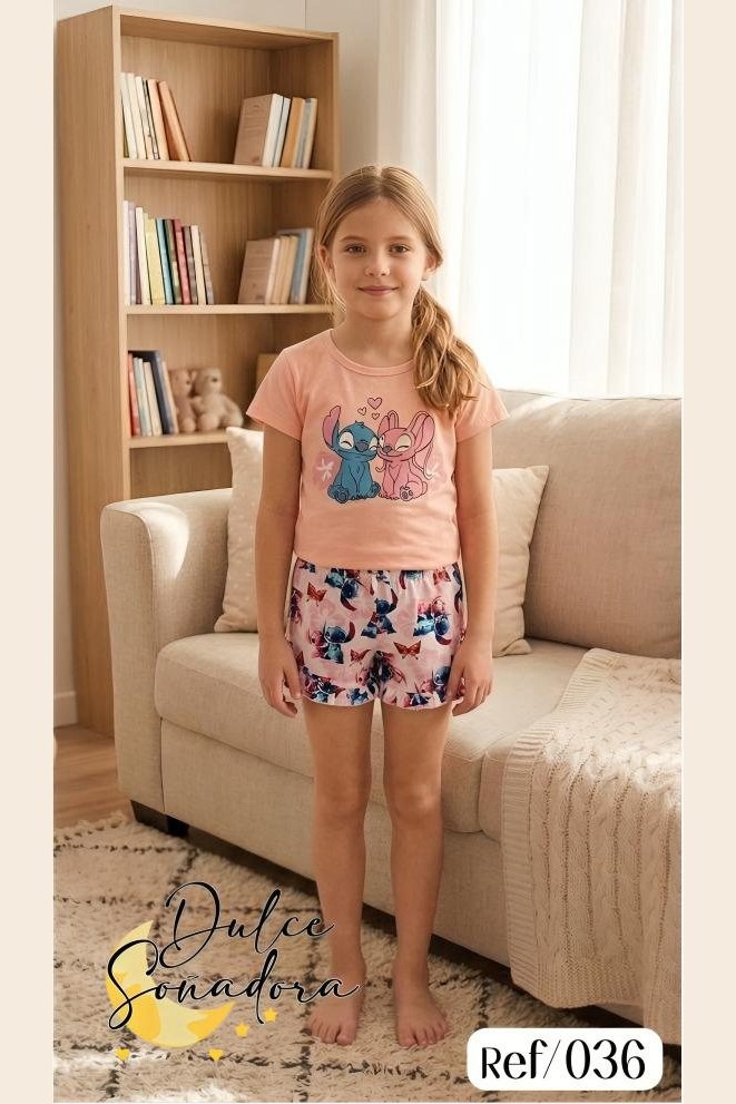 Ref 036 - SHORT DE NINA GOLAS PIEL DE DURAZNO (SUBLIMADO) CON BLUSA MANGA UNICOLOR PIEL DE DURAZNO 5
