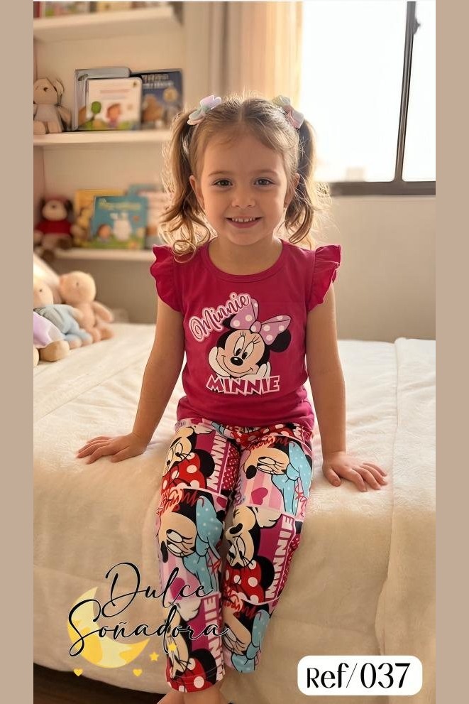 Ref 037 - PANTALON DE NINA PIEL DE DURAZNO (SUBLIMADO) CON BLUSA MANGA EN GOLAS UNICOLOR PIEL DE DURAZNO