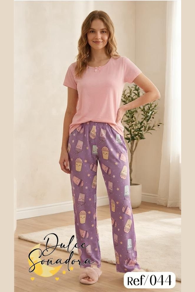 Ref 044 - PANTALON PIEL DE DURAZNO (SUBLIMADO) CON BLUSA MANGA EN PIEL DE DURAZNO UNICOLOR 3