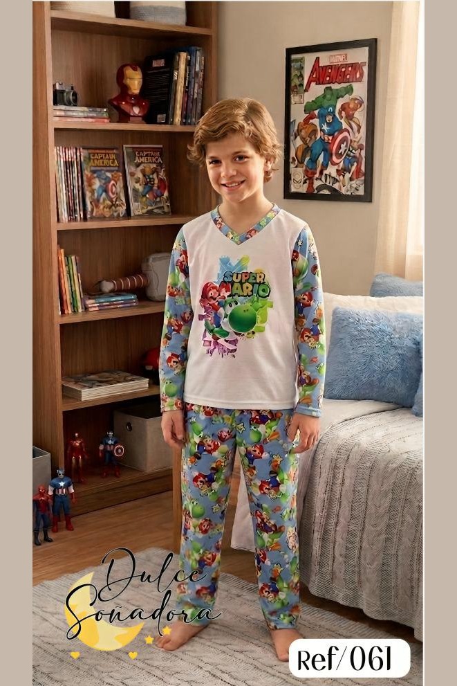 Ref 061 - PANTALON DE NINO PIEL DE DURAZNO (SUBLIMADO) CAMISA MANGA LARGA EN PIEL DE DURAZNO