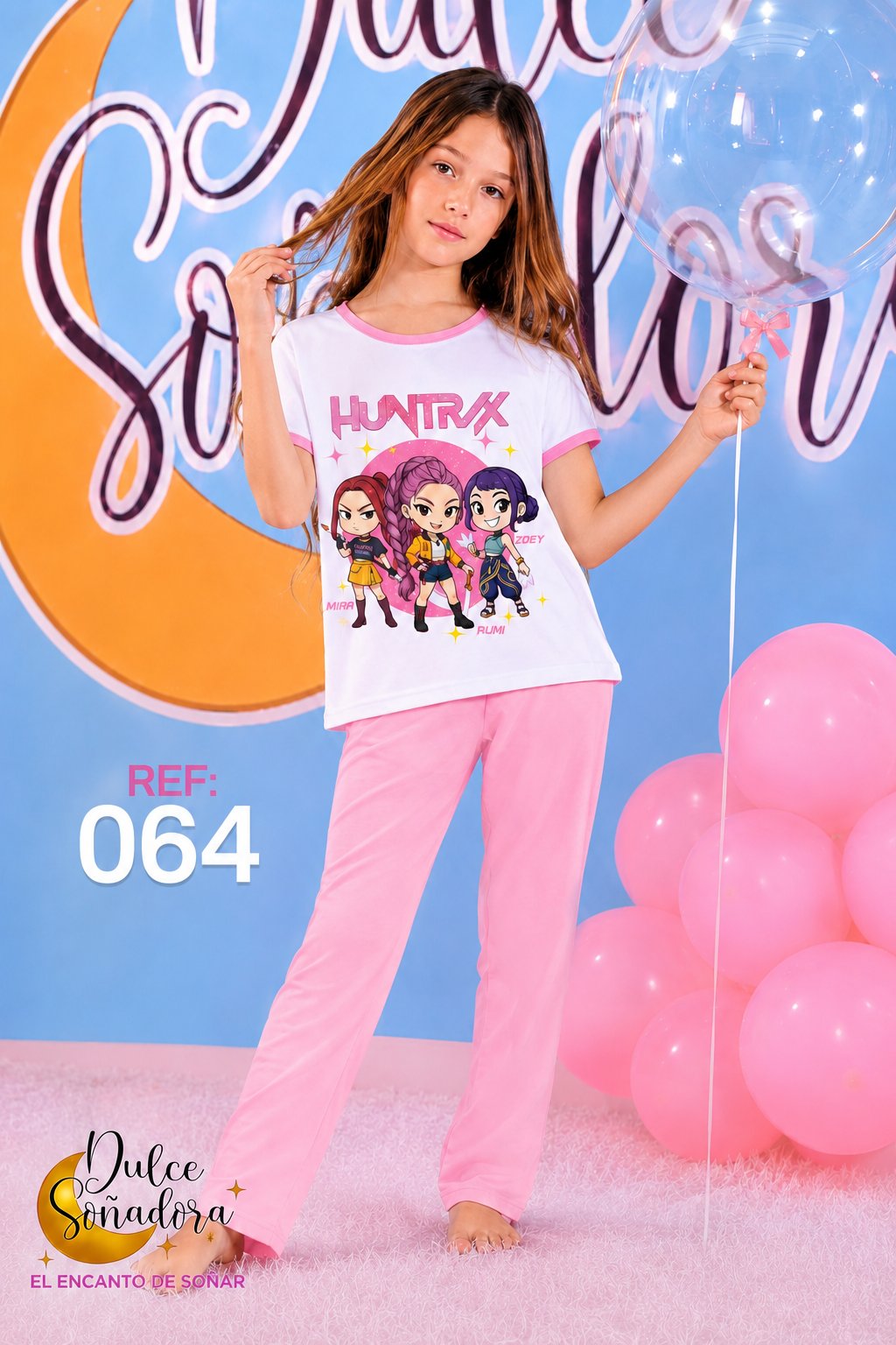 Ref 064 - PANTALON DE NIÑA PIEL DE DURAZNO (UNICOLOR) CON CAMISETA MANGA CORTA ESTAMPADA 3