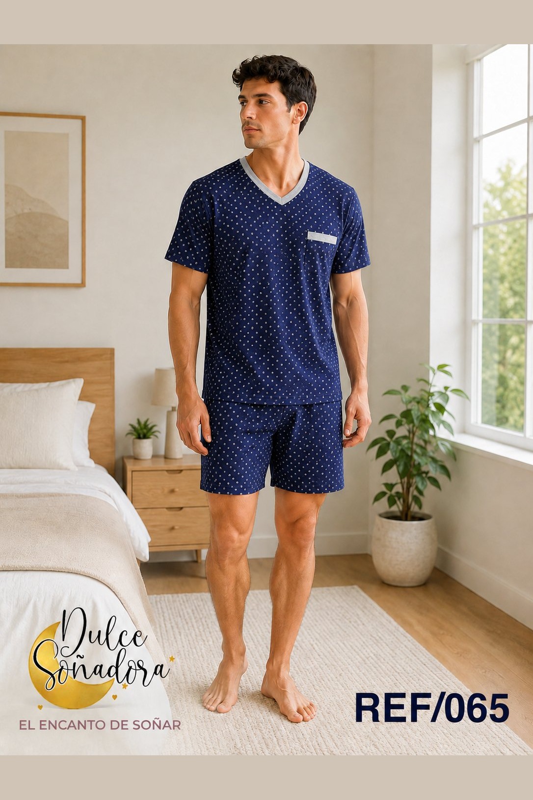 Ref 065 - BERMUDA CON CAMISA CUELLO EN V CON MANGA EN FRANELA 4