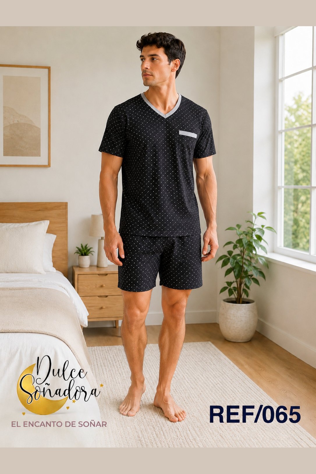 Ref 065 - BERMUDA CON CAMISA CUELLO EN V CON MANGA EN FRANELA 6