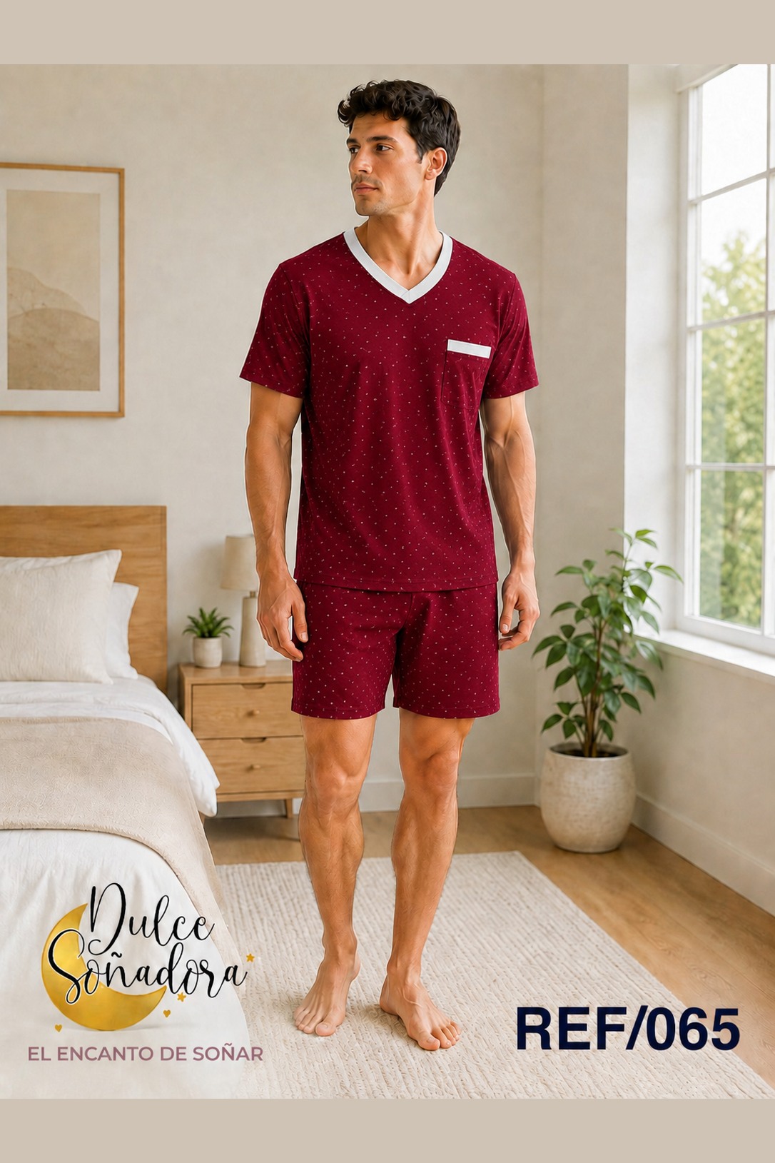Ref 065 - BERMUDA CON CAMISA CUELLO EN V CON MANGA EN FRANELA 8