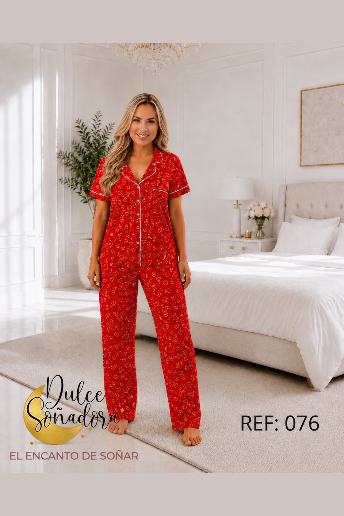 Ref 076 - CONJUNTO CAMISA DE BOTONES MANGA CORTA Y PANTALON ESTAMPADO