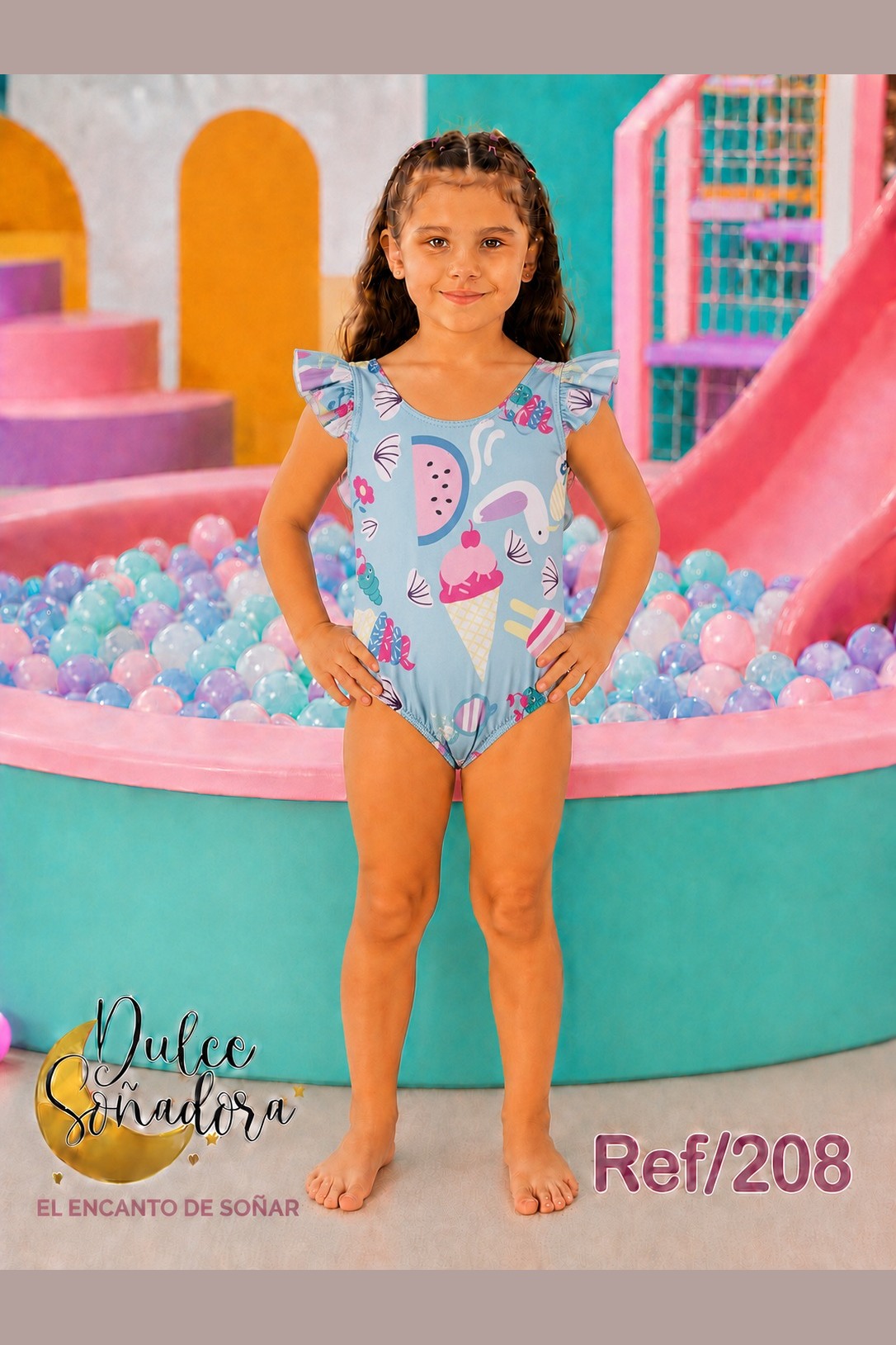 Ref 208 - VESTIDO DE BAÑO ENTERIZO BOLERO NIÑA 3