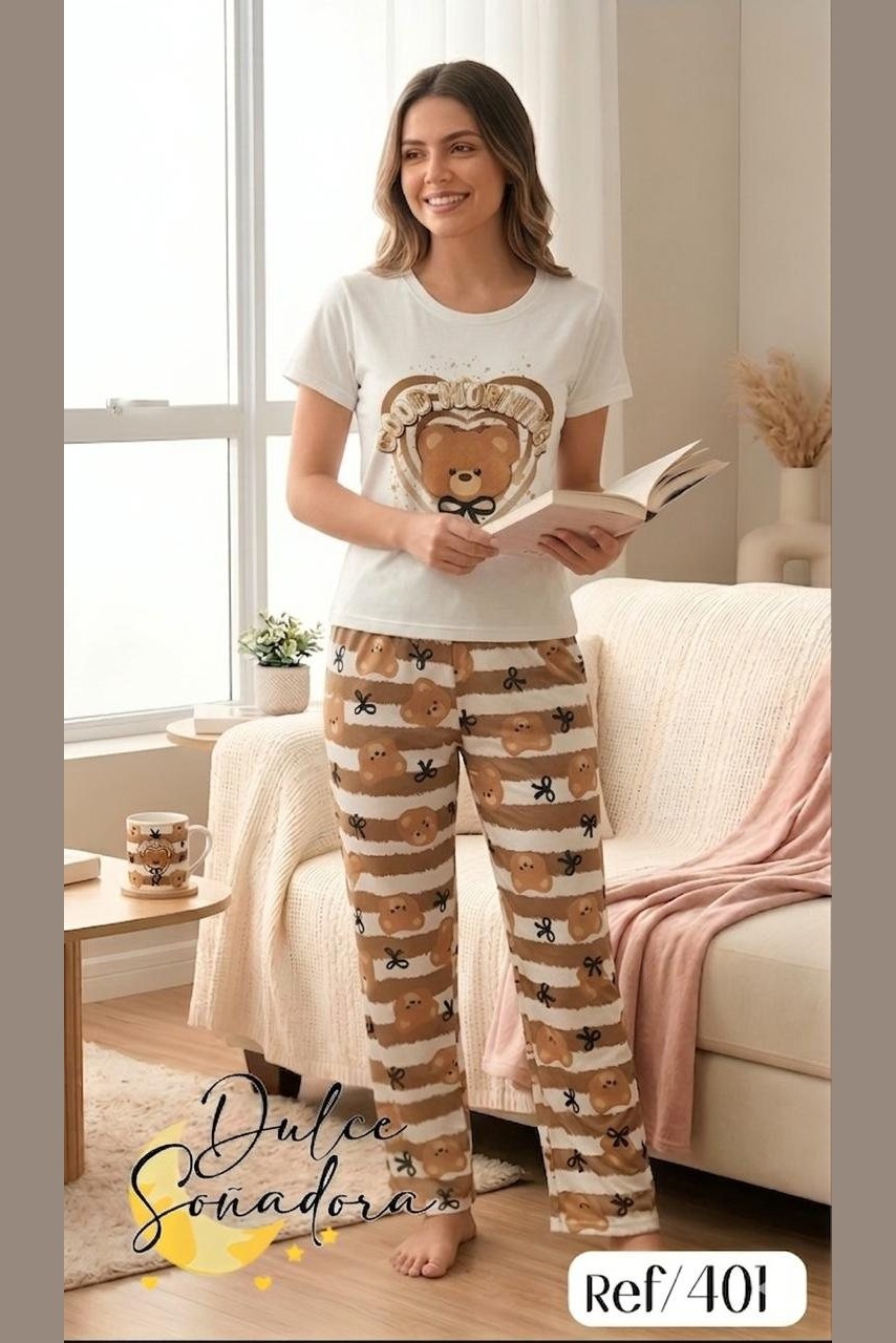 Ref 401 - PANTALON PIEL DE DURAZNO (SUBLIMADO) CON BLUSA MANGA SUBLIMADA EN PIEL DE DURAZNO
