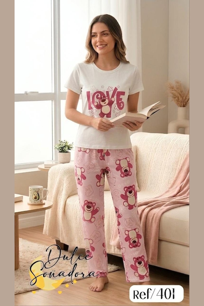 Ref 401 - PANTALON PIEL DE DURAZNO (SUBLIMADO) CON BLUSA MANGA SUBLIMADA EN PIEL DE DURAZNO