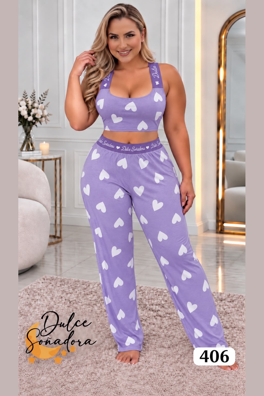 Ref 406 - PANTALON ESTAMPADO CON CROP TOP ESTAMPADO