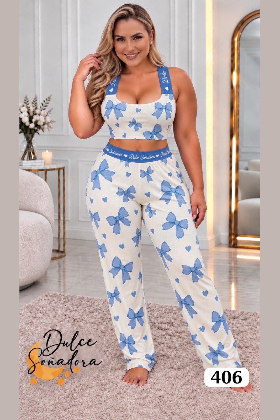 Ref 406 - PANTALON ESTAMPADO CON CROP TOP ESTAMPADO